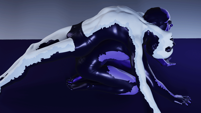 render of swimmers in a shape of crucifix 3D model, lištica, blender