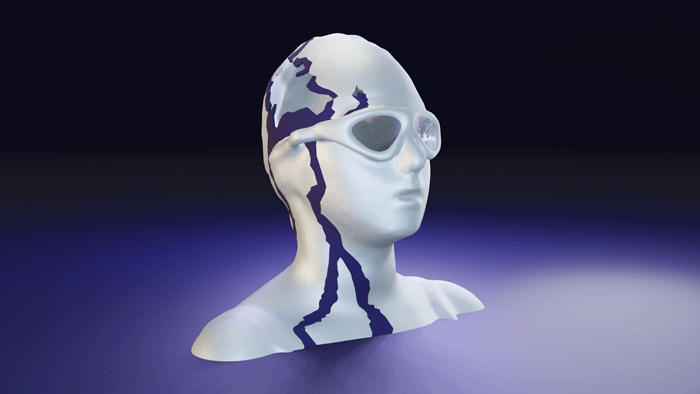 render of a swimmer with broken head 3D model, lištica, blender