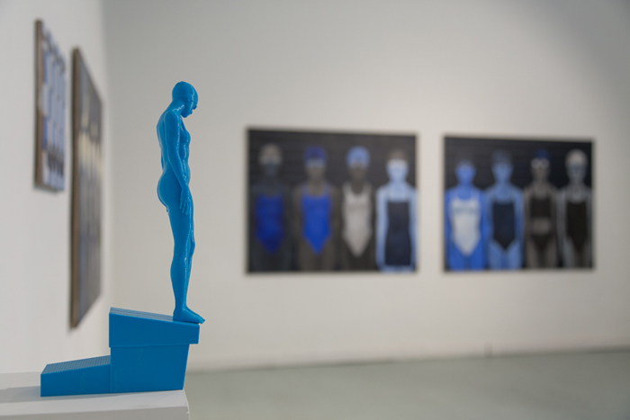 exhibition of Haraway's kids and paintings by Lištica, paintings of swimmers exhibition