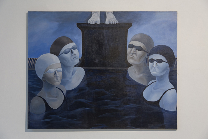 exhibition of Haraway's kids and paintings by Lištica, paintings of swimmers exhibition