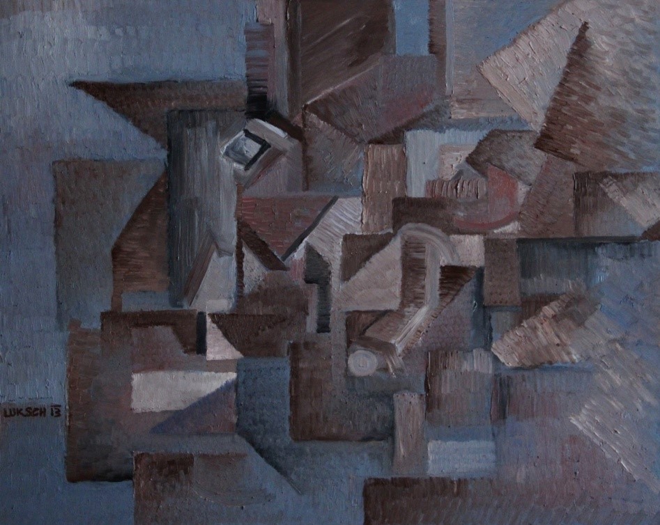 Zátiší s lahvemi / olej, mdf / 50 x 40 cm / 2013