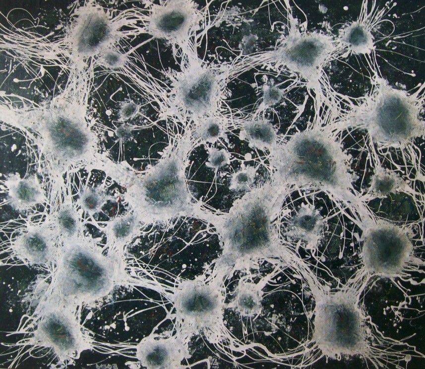 Neurony / email, olej, překližka / 70,5 x 60,5 cm / 2015